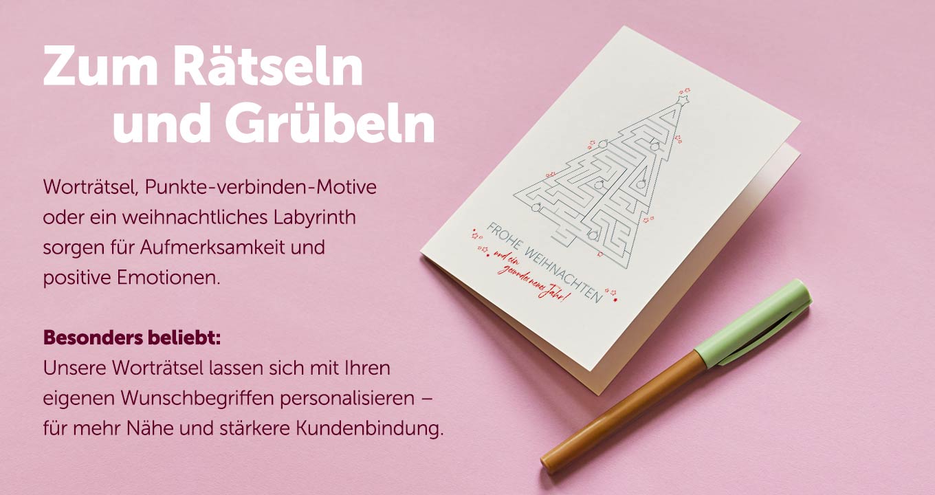 Kreative Weihnachtskarten zum Rätseln und Grübeln